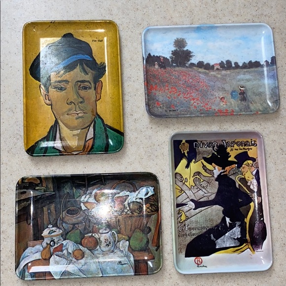 Knick knack vintage art 🖼 Van Gogh Monet trays small . - Picture 10 of 10
